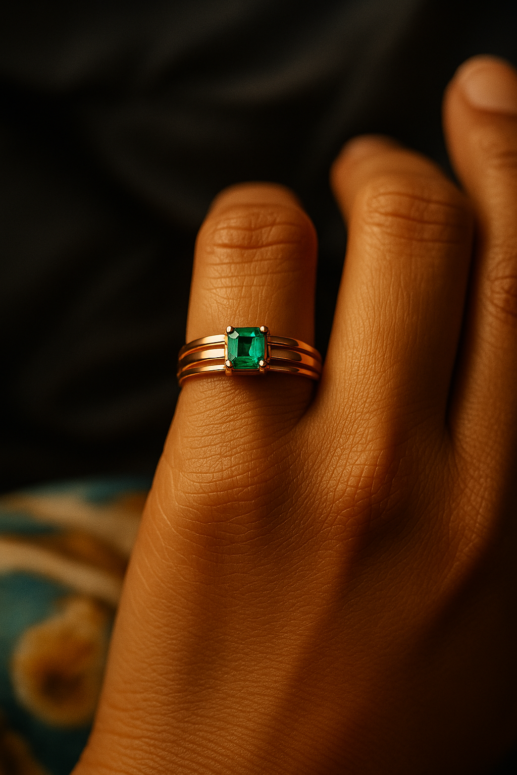 🌿Anillo JardÃn Esmeralda – Esmeralda Colombiana Oro 18k