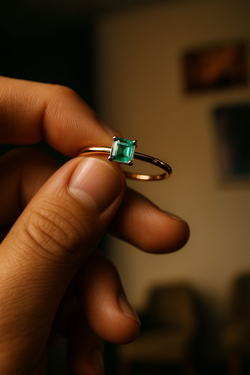 🌿Anillo Dama de Esmeralda – Esmeralda Colombiana Oro 18k