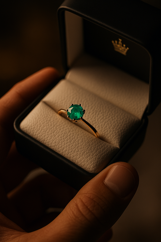 🌿Anillo Clásico Verde - Esmeralda Colombiana Natural y Oro 18K