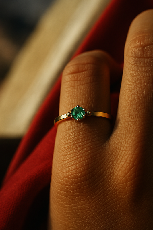 🌿Anillo Romántico – Esmeralda Colombiana Oro 18k