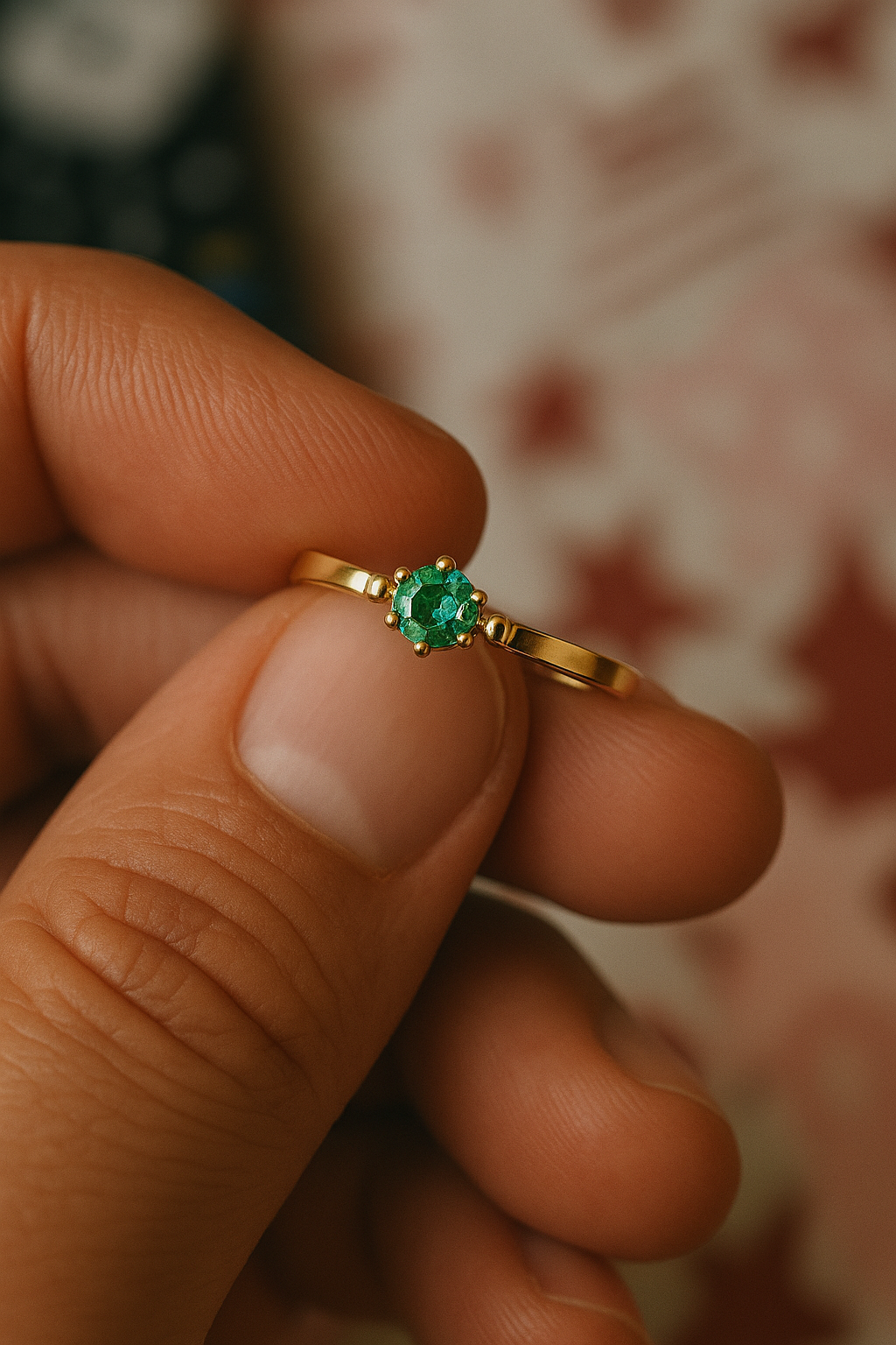🌿Anillo Romántico – Esmeralda Colombiana Oro 18k