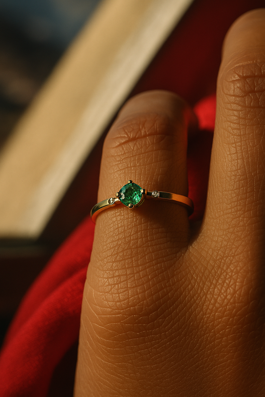 🌿Anillo Emerald Glow – Esmeralda Colombiana en Oro 18 k