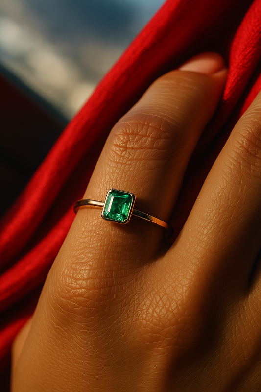 🌿Anillo Trigal Esmeralda – Esmeralda Colombiana Oro 18k