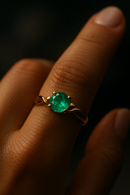 🌿Anillo Aurora Esmeralda – Esmeralda Colombiana Oro 18k