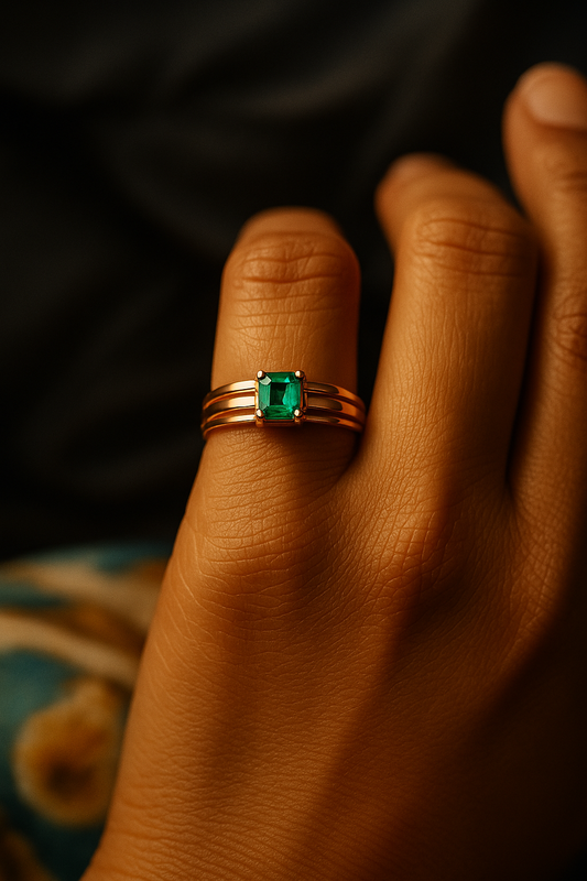 🌿Anillo Jardín Esmeralda – Esmeralda Colombiana Oro 18k