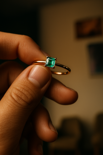 🌿Anillo Dama de Esmeralda – Esmeralda Colombiana Oro 18k