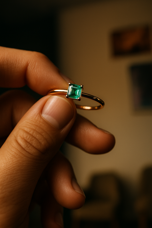 🌿Anillo Dama de Esmeralda – Esmeralda Colombiana Oro 18k