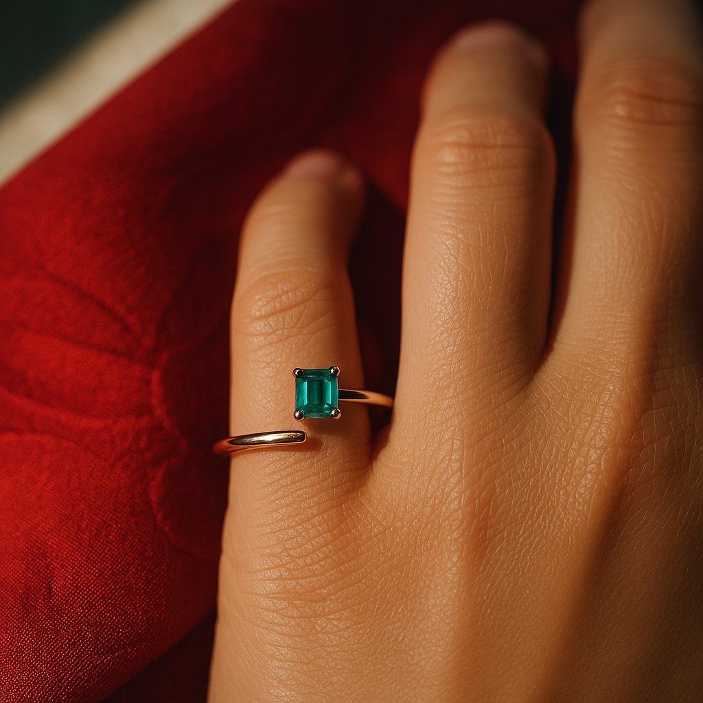 🌿Anillo Aroma de Boyacá – Esmeralda Colombiana Oro 18k