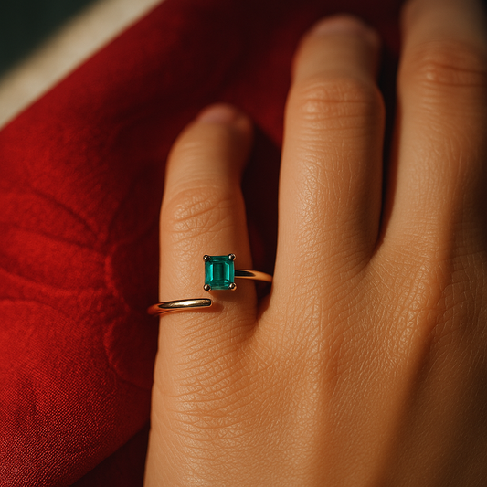 🌿Anillo Aroma de Boyacá – Esmeralda Colombiana Oro 18k