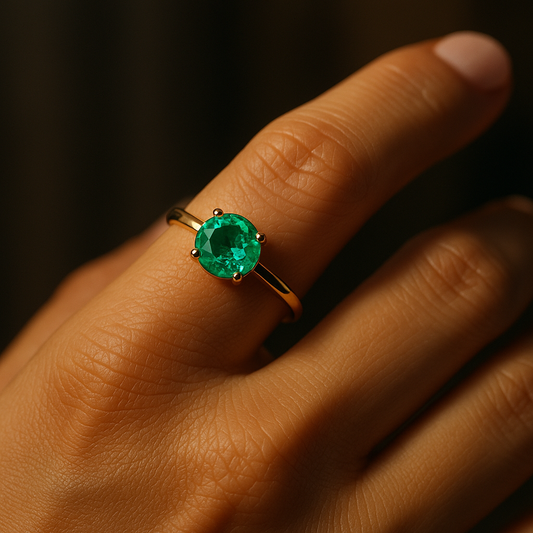 🌿Anillo Esmeralda Colombiana Oro 18k Delicado y Moderno