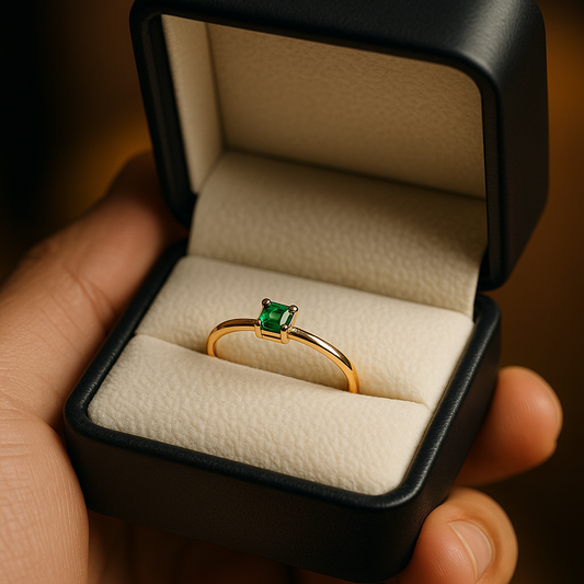 🌿Anillo Majestuosidad – Esmeralda Colombiana Oro 18k