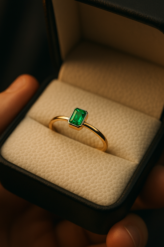 🌿Anillo Esmeralda Colombiana Oro 18k – Toque Elegante