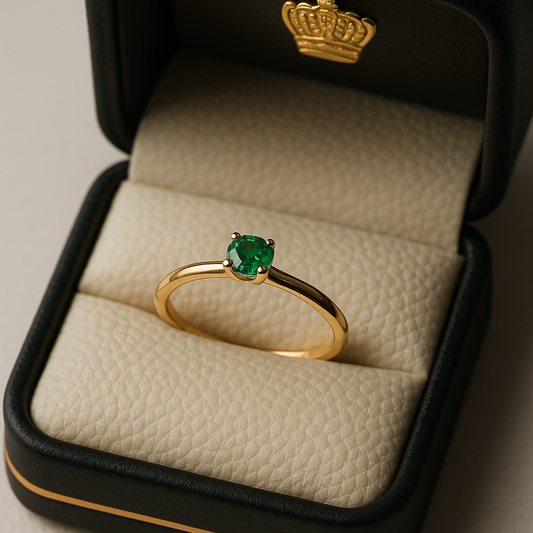 🌿Anillo Clásico de Esmeralda Colombiana en Oro 18K – Elegancia Atemporal