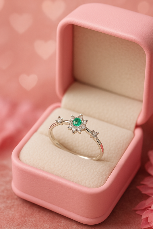 Anillo Aurora Esmeralda en Plata 925 con Esmeralda Colombiana