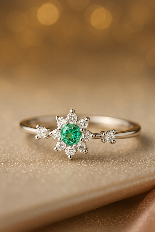 Anillo Aurora Esmeralda en Plata 925 con Esmeralda Colombiana