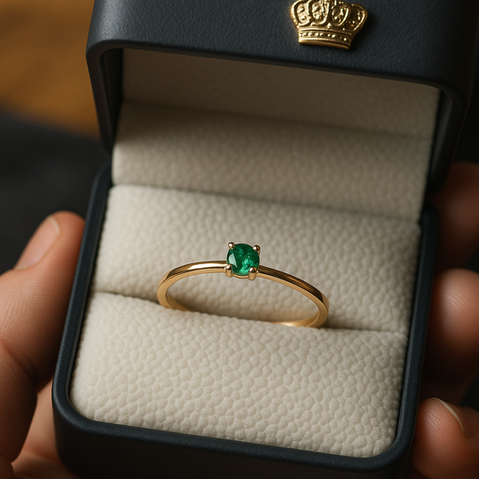 🌿Anillo Clásico Verde - Esmeralda Colombiana Natural y Oro 18K