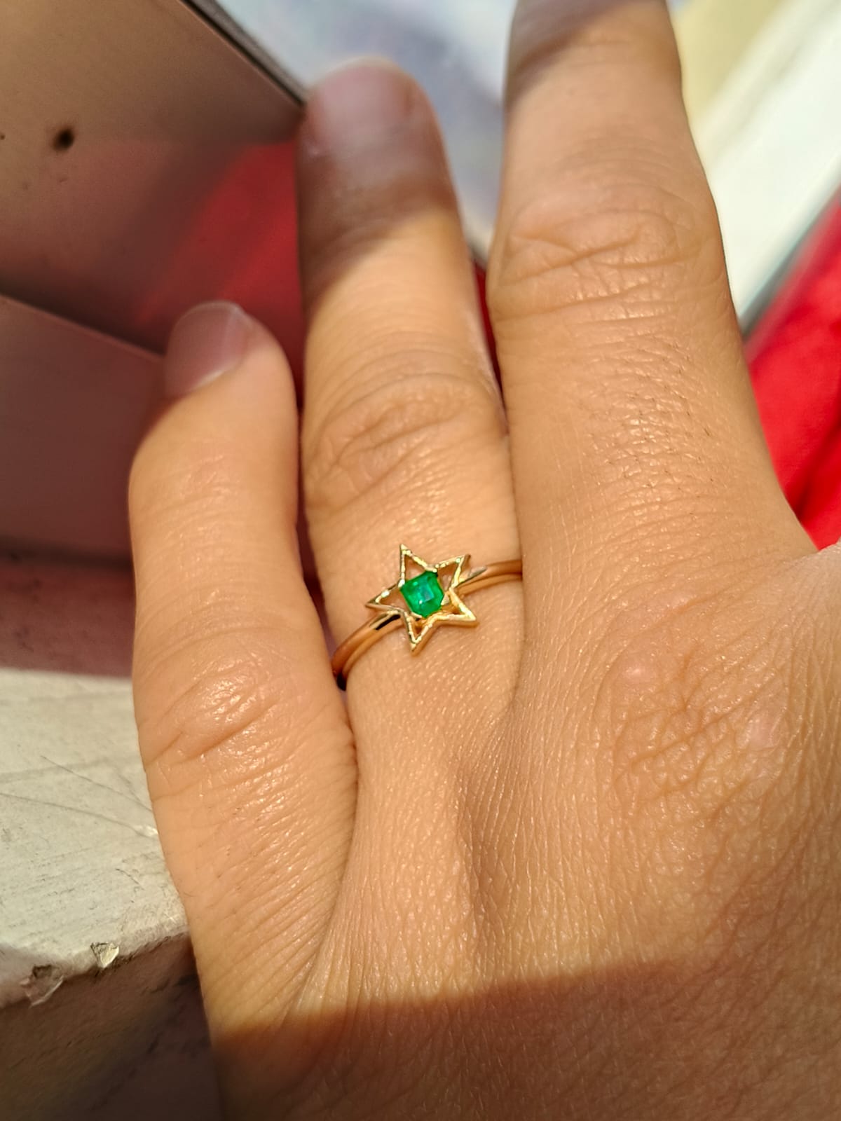 🌿Anillo Horizonte Esmeralda – Esmeralda Colombiana Oro 18k