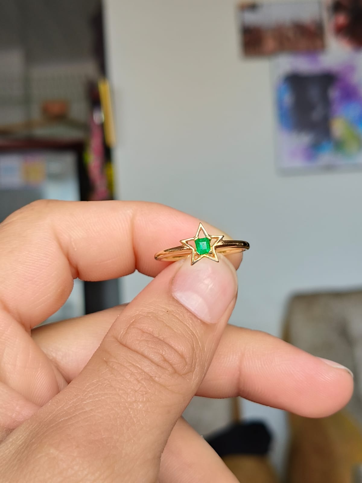 🌿Anillo Horizonte Esmeralda – Esmeralda Colombiana Oro 18k