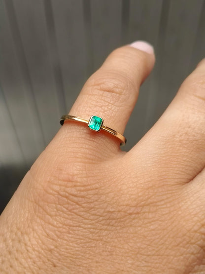 🌿Anillo Trigal Esmeralda – Esmeralda Colombiana Oro 18k