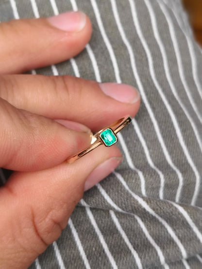 🌿Anillo Trigal Esmeralda – Esmeralda Colombiana Oro 18k
