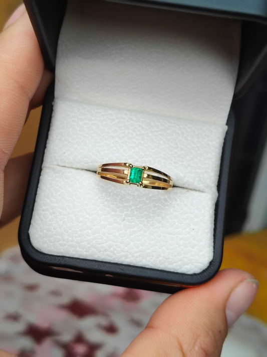 🌿Anillo Jardín Esmeralda – Esmeralda Colombiana Oro 18k
