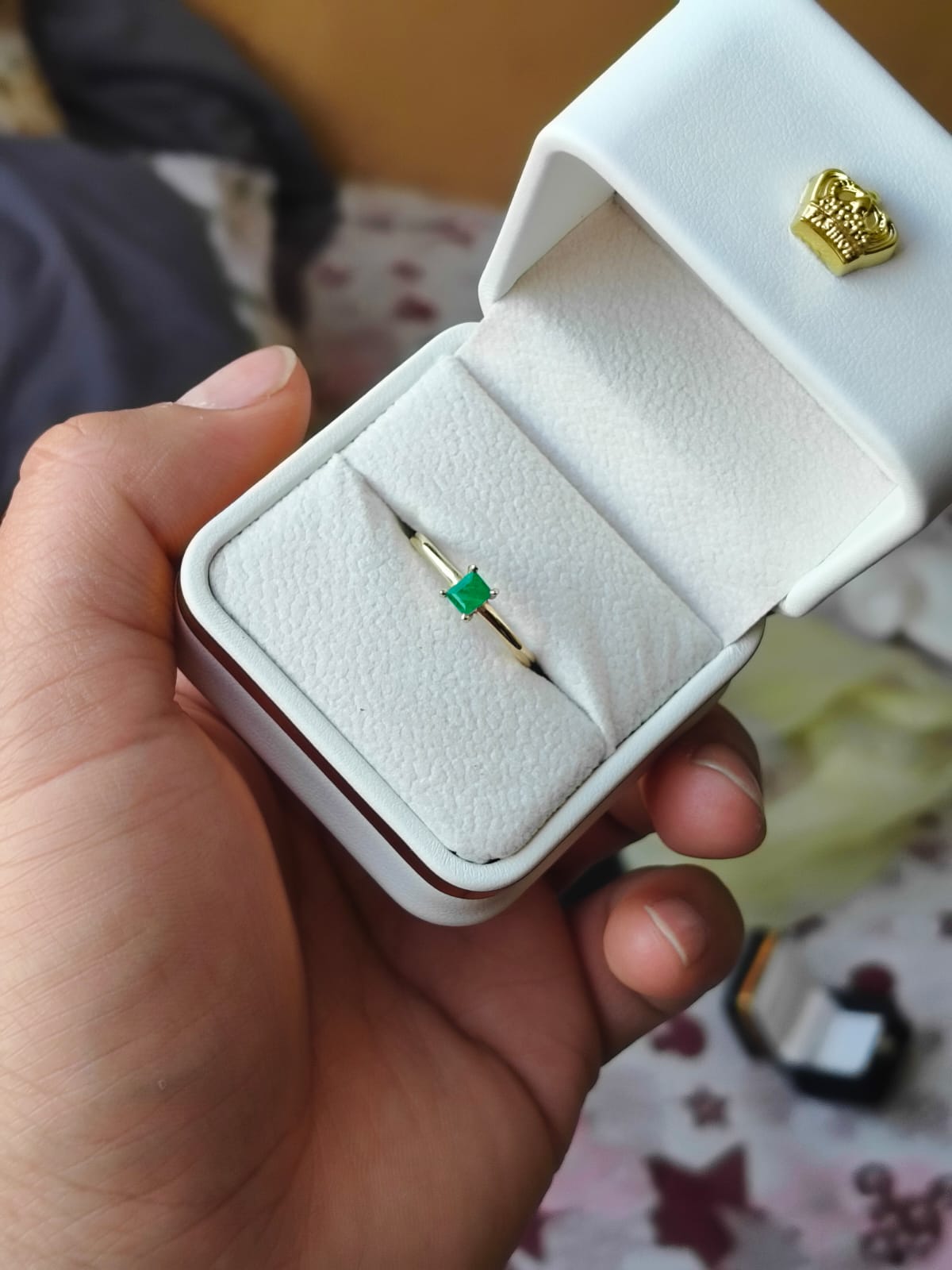 🌿Anillo Pureza Verde – Esmeralda Colombiana Oro 18k