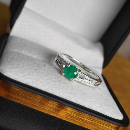 Anillo Aurora Verde en Plata 925 con Esmeralda Colombiana