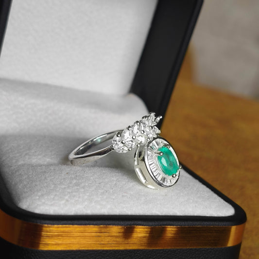 Anillo Rocío de Esmeralda en Plata 925 con Esmeralda Colombiana