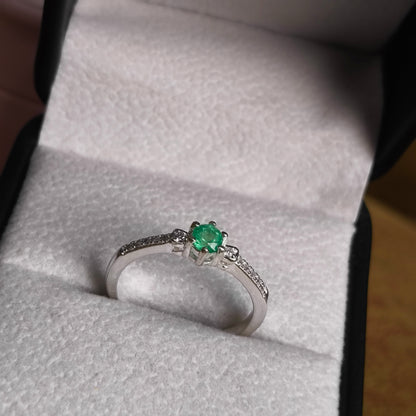 Anillo Royal Glimmer en Plata 925 con Esmeralda Natural Colombiana